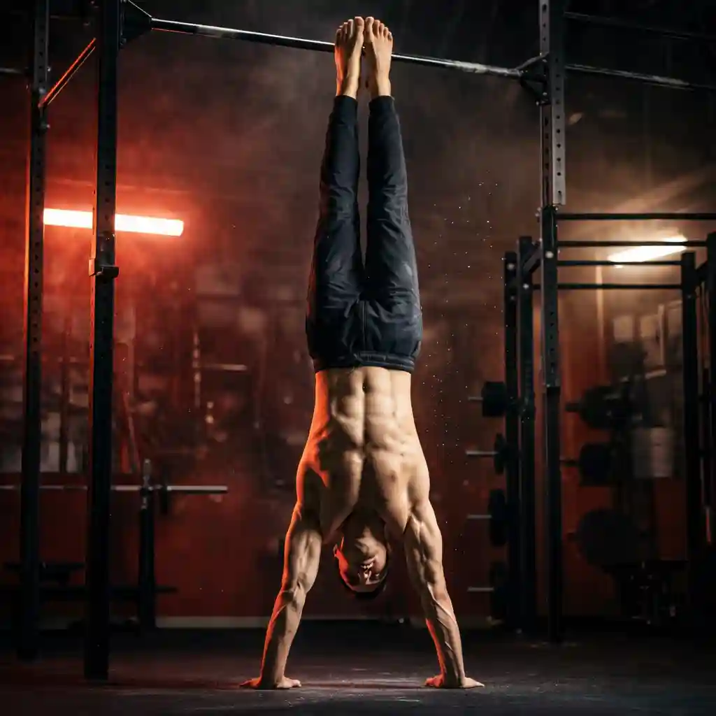 Viktor Kamenov holding a freestanding handstand